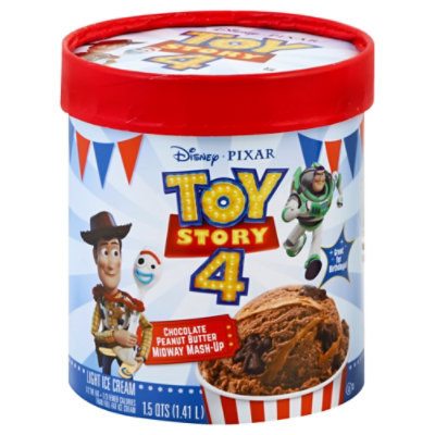 Disney Pixar Ice Cream Light Toy Story 4 Chocolate Peanut Butter Midway Mash Up 1.5 Quart - 1.41 Liter