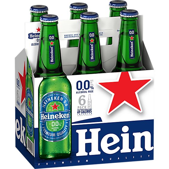 Heineken 0.0 Non-Alcoholic Beer Bottles - 6-11.2 Fl. Oz.