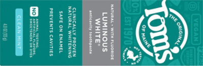 Toms of Maine Toothpaste Anticavity Fluoride Luminous White Clean Mint - 4 Oz - Image 5