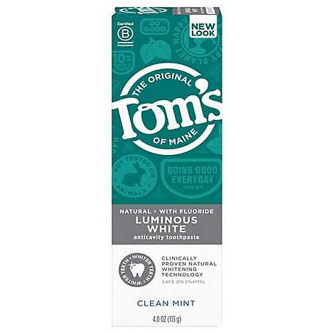 Toms of Maine Toothpaste Anticavity Fluoride Luminous White Clean Mint - 4 Oz