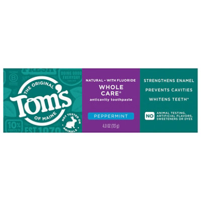 Toms of Maine Toothpaste Anticavity Fluoride Whole Care Peppermint - 4 Oz - Image 3