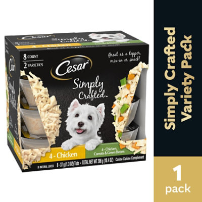 Cesar Simply Crafted Chicken/Chicken Carrots & Green Beans Adult Wet Dog Food Topper VP - 8-1.3 Oz - Image 1