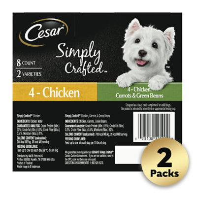 Cesar Simply Crafted Chicken/Chicken Carrots & Green Beans Adult Wet Dog Food Topper VP - 8-1.3 Oz - Image 2