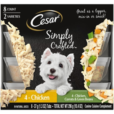 Cesar Simply Crafted Chicken Topper Adult Wet Dog Food Variety Pack - 8-1.3 Oz
