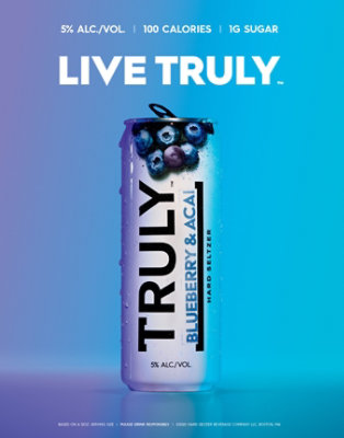 Truly Hard Seltzer Blueberry & Acai Spiked & Sparkling Water 5% ABV Cans - 6-12 Fl. Oz. - Image 4