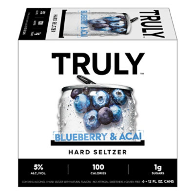 Truly Hard Seltzer Blueberry & Acai Spiked & Sparkling Water 5% ABV Cans - 6-12 Fl. Oz. - Image 3