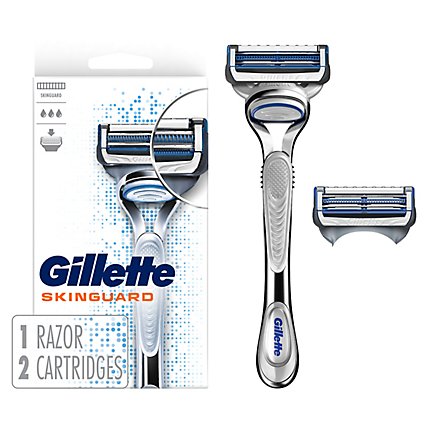 Gillette SkinGuard Mens Razor Handle + 2 Blade Refills - Each - Image 2