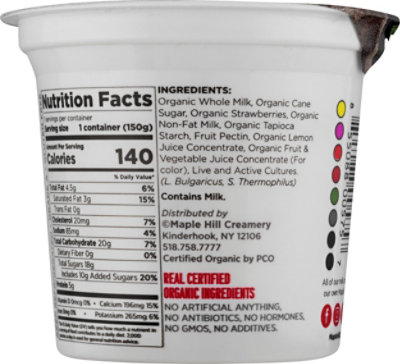 Maple Hill Creamery Yogurt Organic Whole Milk Strawberry - 5.3 Oz - Image 2
