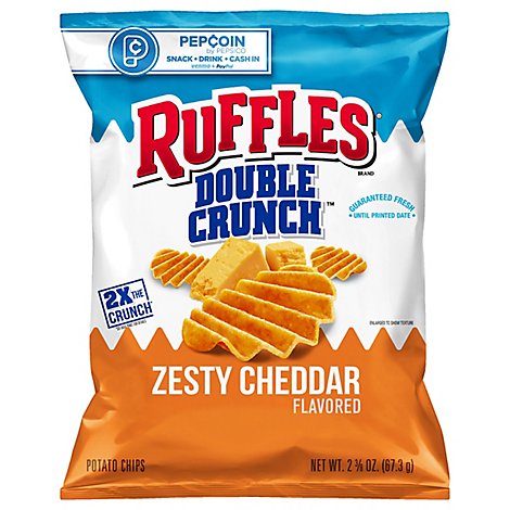 Ruffles Double Crunch Potato Chips Zesty Cheddar - 2.375 Oz
