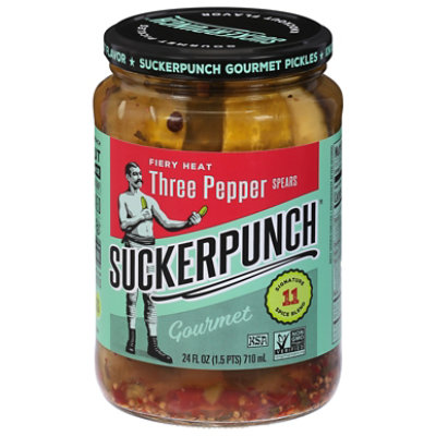 SuckerPunch Gourmet Pickles 3 Pepper Fire Spears - 24 Fl. Oz.