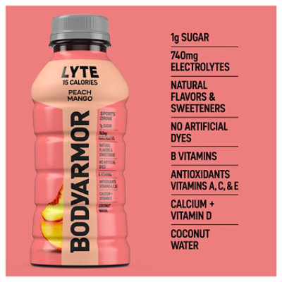 BODYARMOR LYTE Peach Mango Sports Drink - 8-12 Fl. Oz. - Image 4