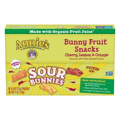 Annies Fruit Snacks Organic Bunny Sour Bunnies - 5-0.8 Oz