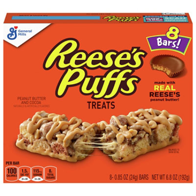 Reeses Puffs Treats Bars Peanut Butter And Cocoa - 8-0.85 Oz - Image 1