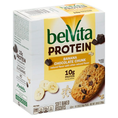 belVita Biscuits Protein Soft Baked Banana Chocolate Chunk - 4-1.76 Oz