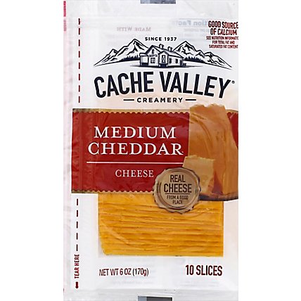 Cache Valley Cheese Slices Medium Cheddar 10 Count - 6 Oz - Image 2