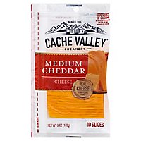 Cache Valley Cheese Slices Medium Cheddar 10 Count - 6 Oz - Image 1