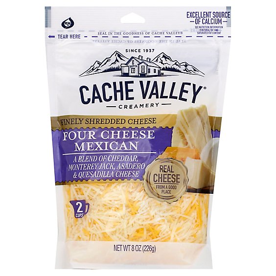 Cache Valley Cheese Finely Shredded Four Cheese Mexican - 8 Oz