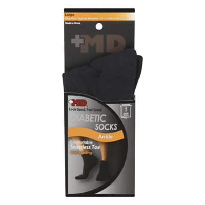 MD Socks Diabetic Seamless Toe Ankle Unisex Large Black - Each - Image 3