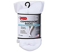 +MD Socks Compression Over the Calf Ribbed Cushion Unisex Medium White - Each