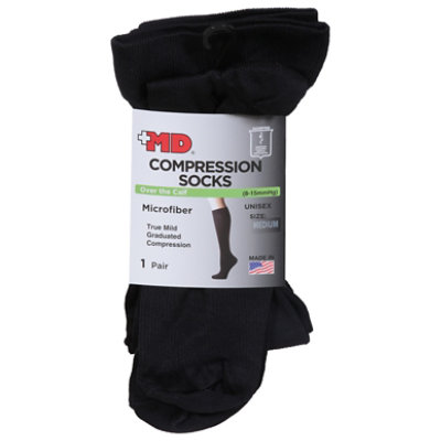 MD Socks Compression Over the Calf Microfiber Unisex Medium Black - Each - Image 3