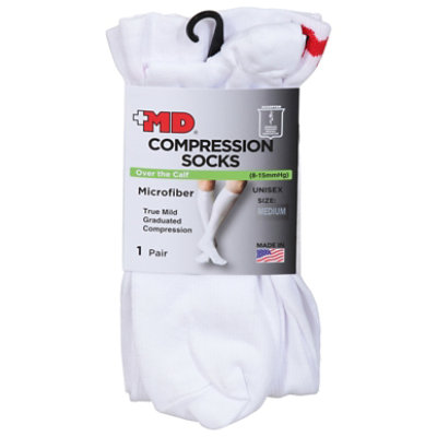 Micro Fiber Compression Socks Medium White - Each - Image 1