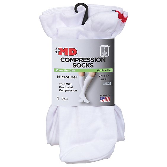 Micro-Fiber Compression Socks-Large-White - Each