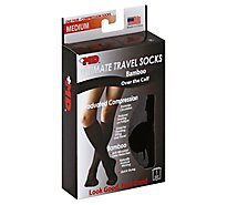 MD Socks Ultimate Travel Bamboo Graduated Compression Over the Calf Medium Black - Each