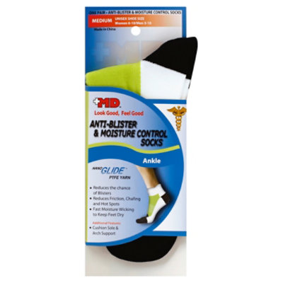 +MD Socks Unisex Anti Blister & Moisture Control Ankle Medium - Each