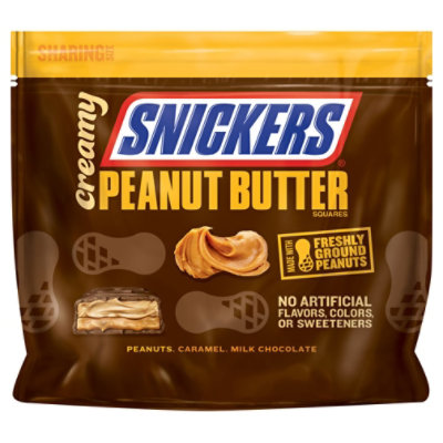 Snickers Creamy Peanut Butter Square Candy Bars Bag 7.7 Oz