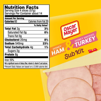 Oscar Mayer Sub Kit with Extra Lean Honey Ham & Extra Lean Honey Smoked Turkey Breast Sliced Lunch Meat - 28 Oz - Image 4