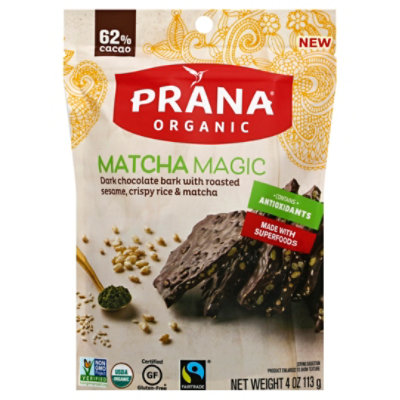 Prana Organic Dark Chocolate Bark Matcha Magic - 4 Oz - Image 1