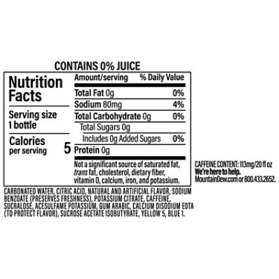 Mountain Dew Soda Zero Sugar Baja Blast - 20 Fl. Oz. - Image 3