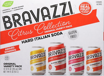 Bravazzi Hard Italian Soda Variety Pack Cans - 12-12 Fl. Oz. - Image 5
