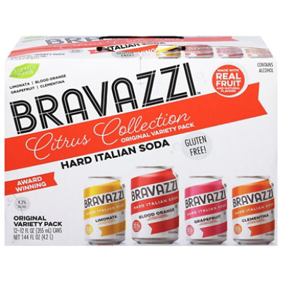 Bravazzi Hard Italian Soda Variety Pack Cans - 12-12 Fl. Oz. - Image 1