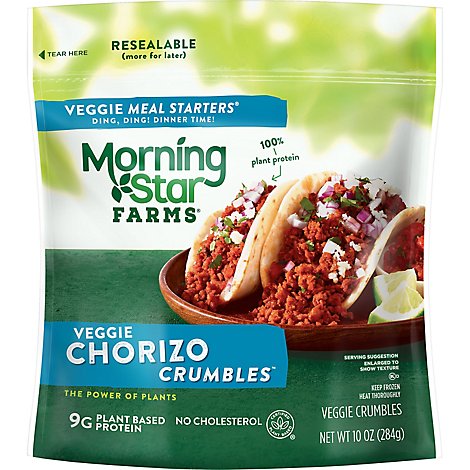 MorningStar Farms Crumbles Plant Based Protein Vegan Meat Meatless Chorizo - 10 Oz
