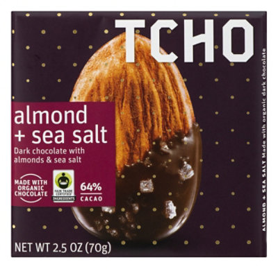 TCHO Dark Chocolate With Almonds & Sea Salt 64% Cacao - 2.5 Oz