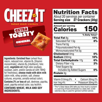 Cheez-It Cheese Crackers Baked Snack Extra Toasty - 21 Oz - Image 3