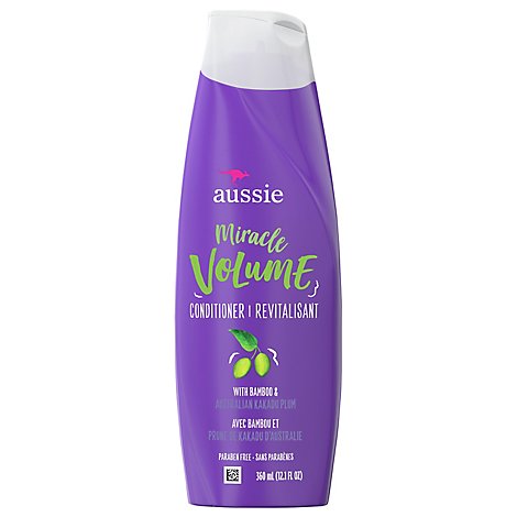 Aussie Miracle Volume Paraben Free Conditioner with Plum & Bamboo for Fine Hair - 12.1 Fl. Oz.