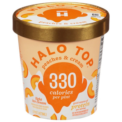 Halo Top Ice Cream Light Peaches & Cream 1 Pint - 473 Ml - Image 1