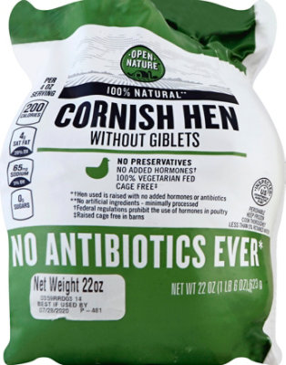 Open Nature Cornish Hen Without Giblets Frozen - 22 Oz - Image 2