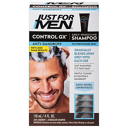 Just For Men ControlGX Shampoo Grey Reducing Anti Dandruff - 4 Fl. Oz. - Image 1