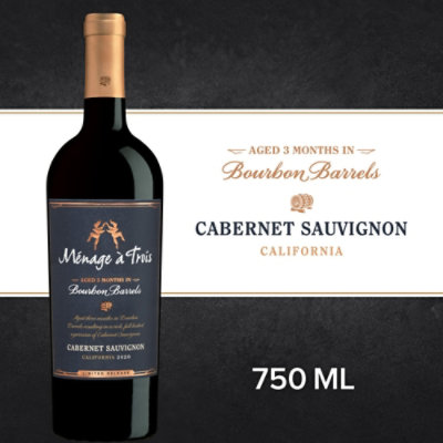 Menage a Trois Bourbon Barrel Cabernet Sauvignon Red Wine Bottle - 750 Ml - Image 1