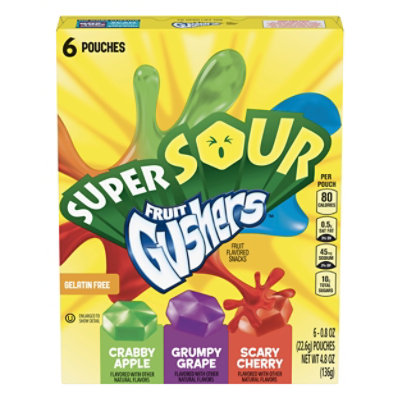 Super Sour Gushers Fruit Flavored Snacks 6 Count - 4.8 Oz - Image 3