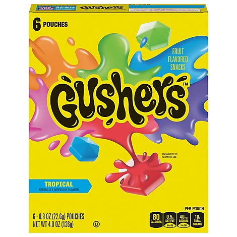 Fruit Gushers Fruit Flavored Snacks Tropical Flavors - 6-0.8 Oz