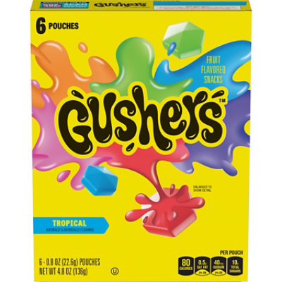 Fruit Gushers Fruit Flavored Snacks Tropical Flavors - 6-0.8 Oz