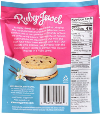 Ruby Jewel Ice Cream Sandwich Chocolate Chip Cookie + Vanilla Bean - 5 Oz - Image 6