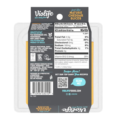 Violife Just Like Mature Cheddar Slices Dairy-Free Vegan - 7.05 Oz - Image 3