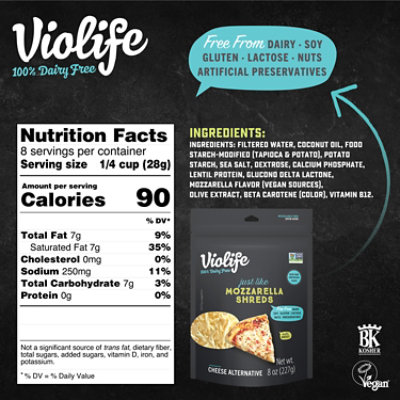 Violife Just Like Mozzarella Shreds Dairy-Free Vegan - 8 Oz - Image 6