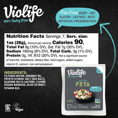 Violife Just Like Feta Block Dairy-Free Vegan - 8.1 Oz - Image 6