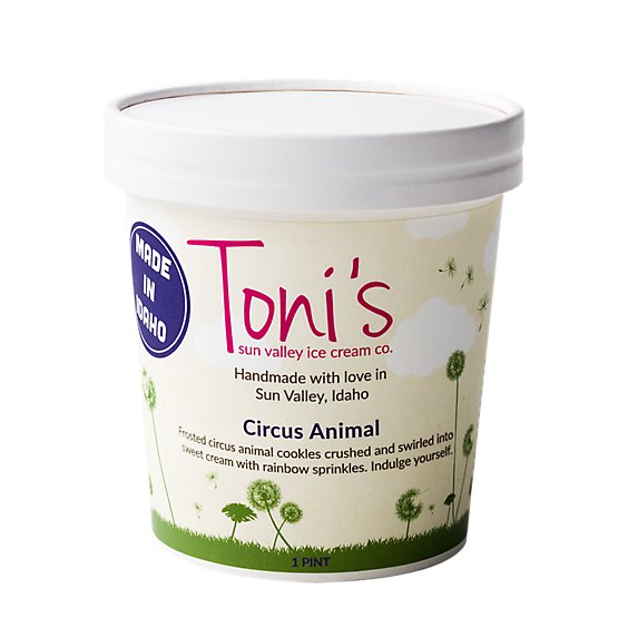 Tonis Sun Valley Ice Cream Handmade All Natural Circus Animal Pint Premium - 16 Oz